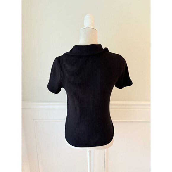 Old Navy Black Ribbed Stretch Polo Shirt S - Picture 3 of 4